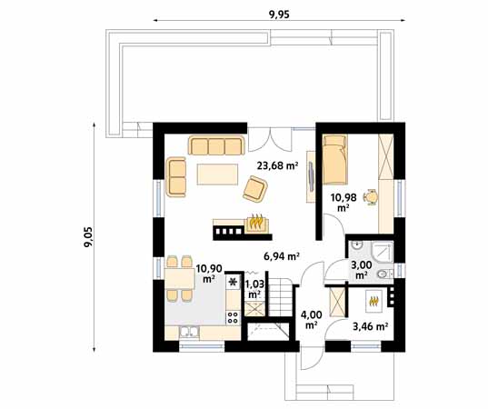 Projekt domu Kulczyk 2 - rzut parteru