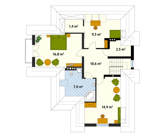 Projekt domu Kurant - rzut poddasza