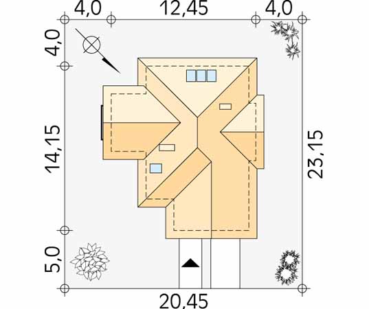 Projekt domu Kurant - usytuowanie na działce