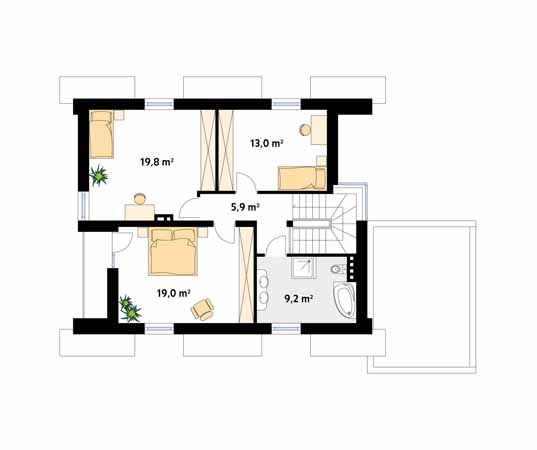 Projekt domu Kwarc - rzut poddasza
