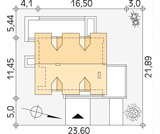 Projekt domu Kwarc - usytuowanie na działce