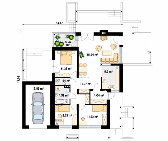 Projekt domu Lara 2 - rzut parteru