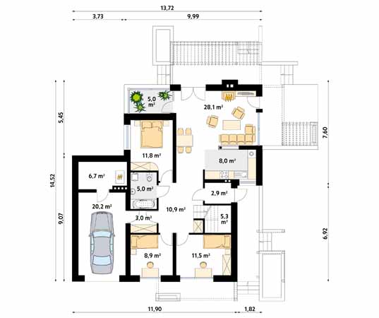 Projekt domu Lara 5 - rzut parteru