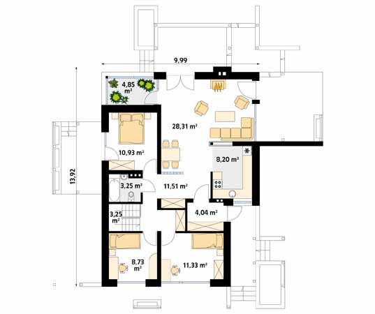 Projekt domu Lara 6 - rzut parteru