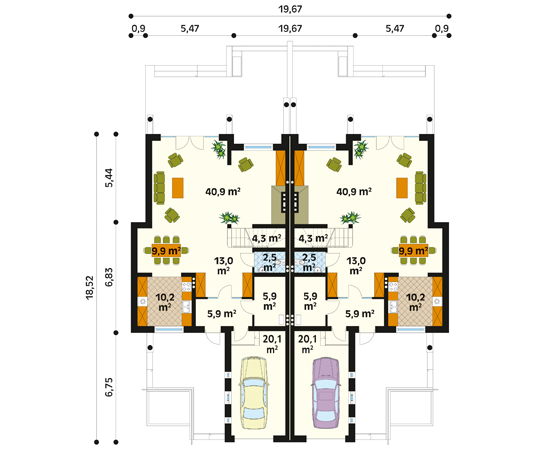 Projekt domu Larus - rzut parteru