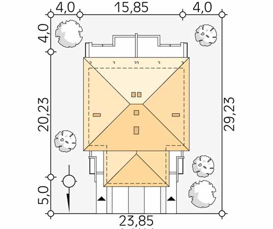 Projekt domu Larus 2 - usytuowanie na działce