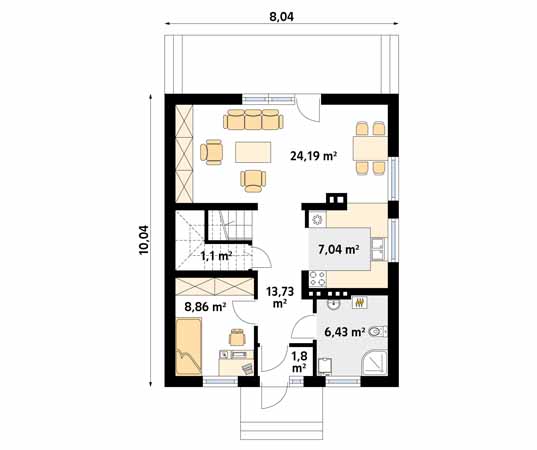 Projekt domu Laura - rzut parteru