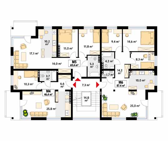 Projekt domu Lazur 3 - rzut piętra