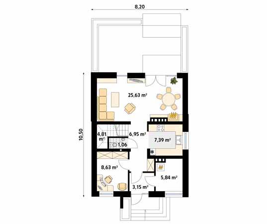 Projekt domu Lilia 2 - rzut parteru