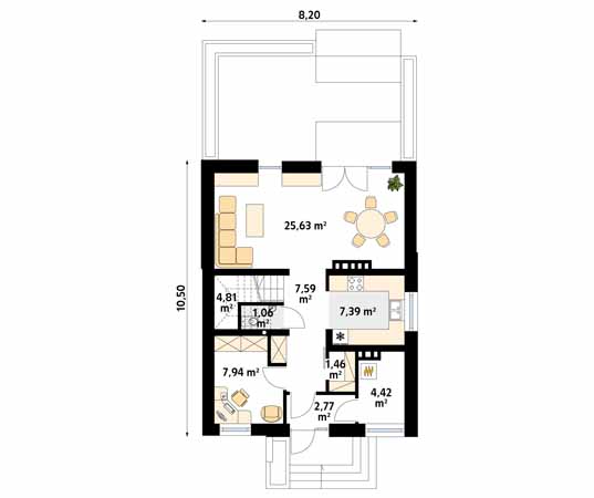 Projekt domu Lilia 3 - rzut parteru