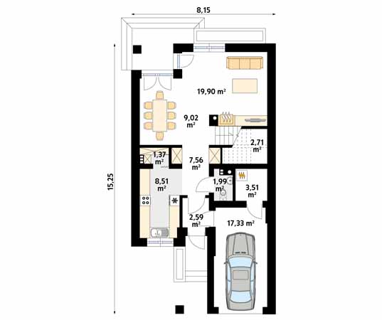 Projekt domu Limba W - rzut parteru