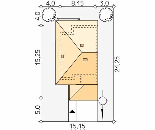 Projekt domu Limba W - usytuowanie na działce