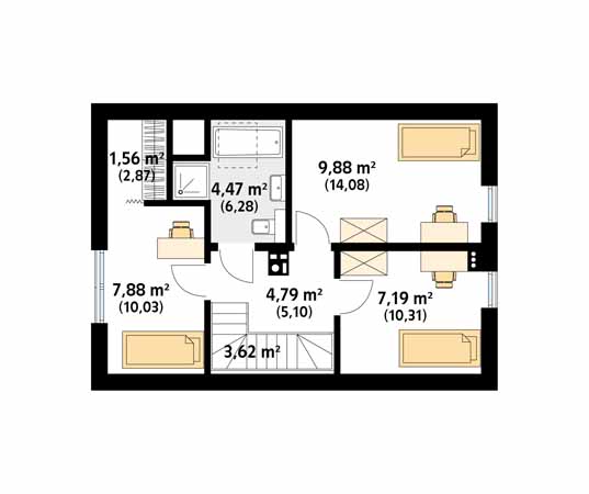 Projekt domu Lisek 2 - rzut poddasza