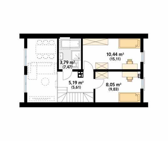 Projekt domu Lisek dr-T - rzut poddasza