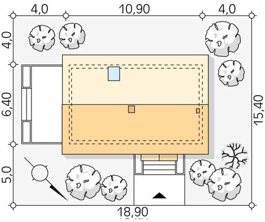 Projekt domu Lisek dr-T - usytuowanie na działce