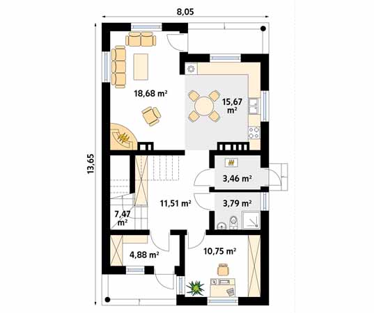 Projekt domu Lupus 2 - rzut parteru