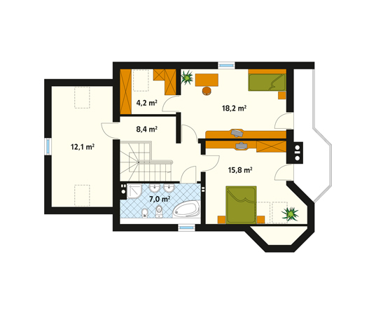 Projekt domu Luśka - rzut poddasza