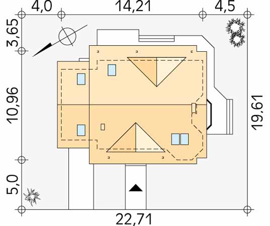 Projekt domu Luśka - usytuowanie na działce