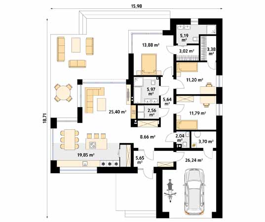 Projekt domu Madera - rzut parteru
