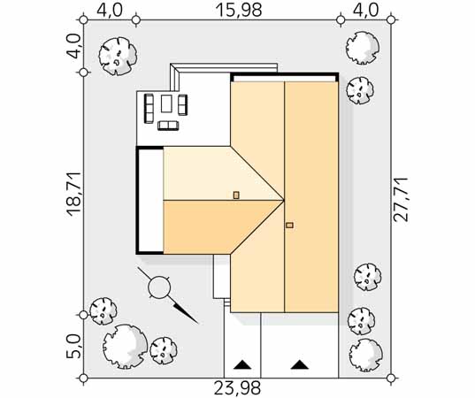 Projekt domu Madera - usytuowanie na działce