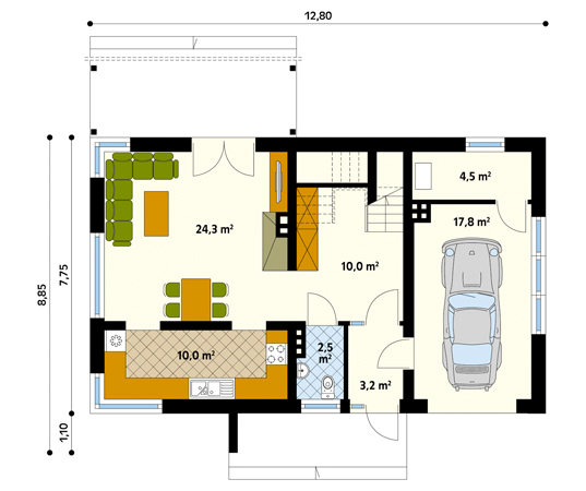 Projekt domu Magnolia - rzut parteru