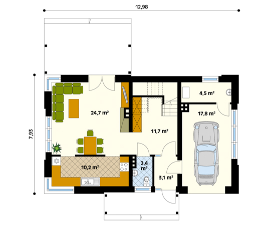 Projekt domu Magnolia 2 - rzut parteru