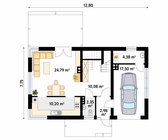 Projekt domu Magnolia 3 - rzut parteru