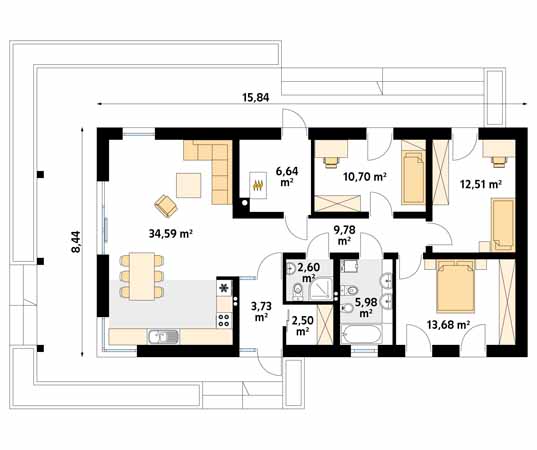 Projekt domu Mahoń 3 - rzut parteru