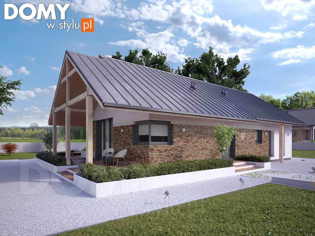 Nowoczesny projekt domu parterowego Mahoń 3 - wizualizacja frontowa