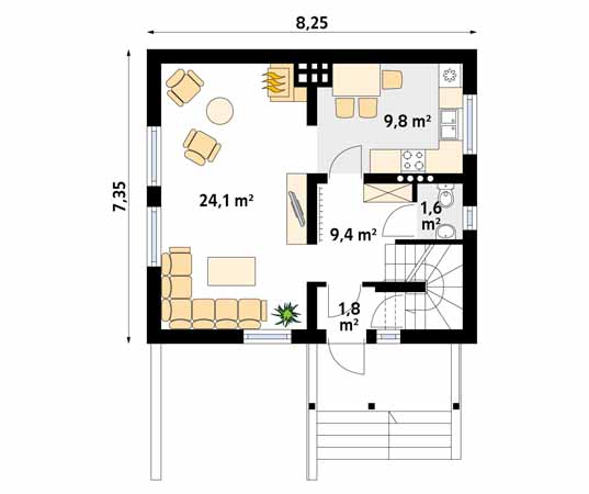 Projekt domu Majka - rzut parteru