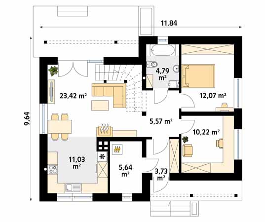 Projekt domu Mak 3 - rzut parteru