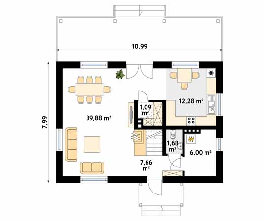 Projekt domu Malinowy - rzut parteru