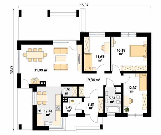 Projekt domu Malmo - rzut parteru