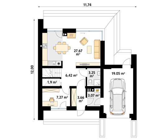 Projekt domu Malutki 10 - rzut parteru