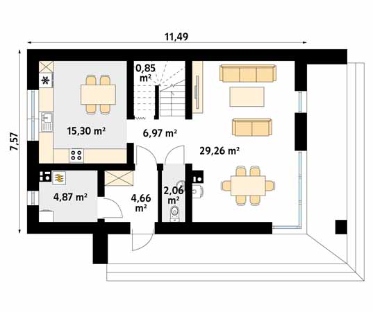 Projekt domu Malutki 5 - rzut parteru