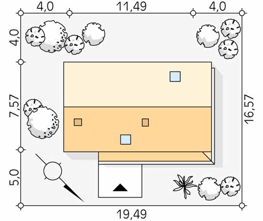 Projekt domu Malutki 5 - usytuowanie na działce