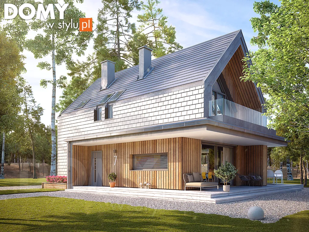 Nowoczesny projekt domu z poddaszem Malutki 7 - wizualizacja frontowa