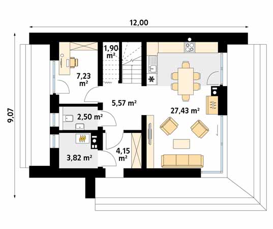 Projekt domu Malutki 9 - rzut parteru