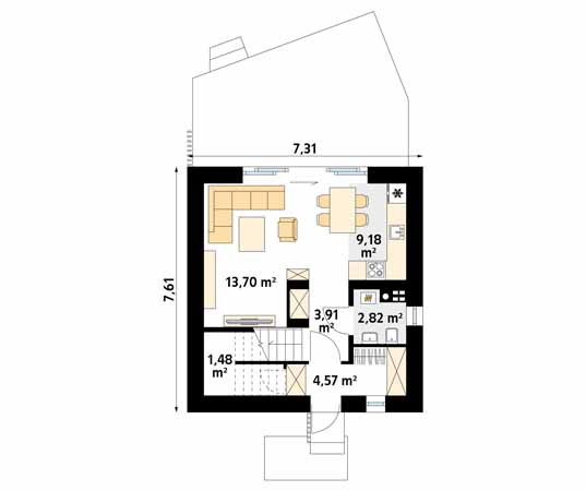 Projekt domu Mandarynka 2 - rzut parteru