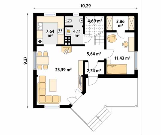 Projekt domu Manta dr-S - rzut parteru