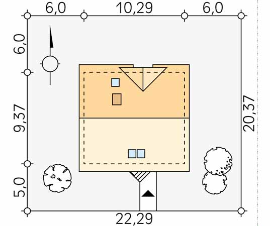 Projekt domu Manta dr-S - usytuowanie na działce