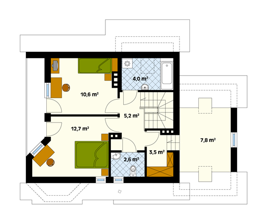 Projekt domu Marta - rzut poddasza