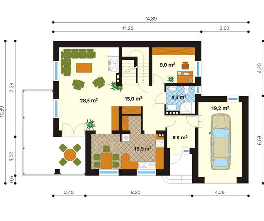 Projekt domu Mazurek 2 - rzut parteru
