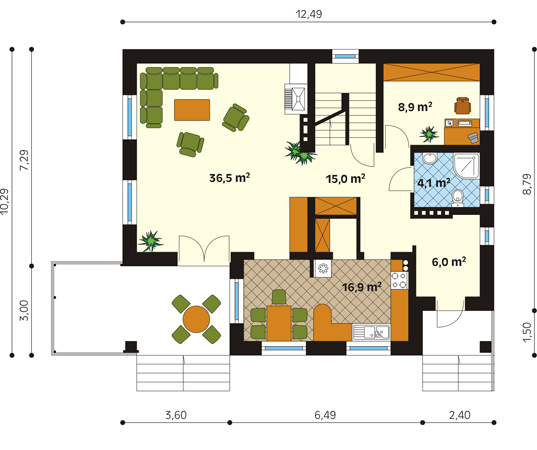 Projekt domu Mazurek 3 - rzut parteru