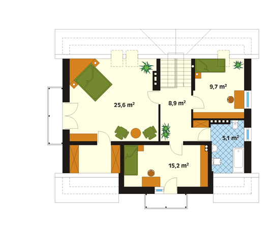Projekt domu Mazurek 3 - rzut poddasza