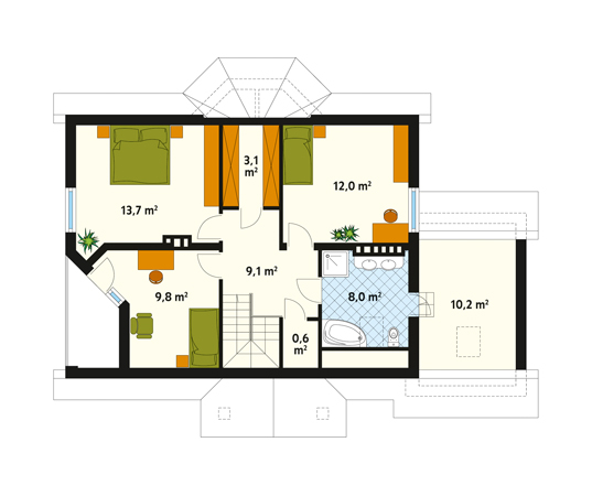 Projekt domu Melodia - rzut poddasza