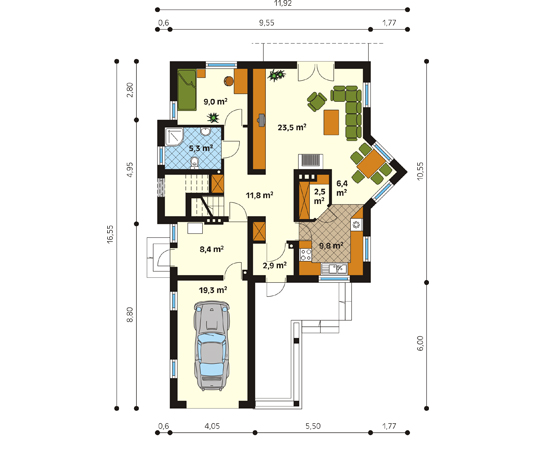 Projekt domu Menuet 2 - rzut parteru