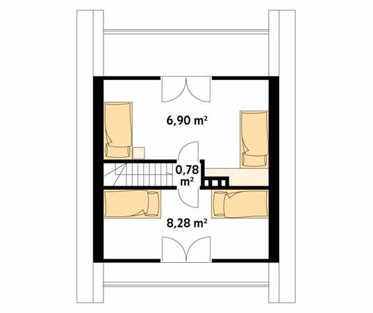 Projekt domu Mikrus - rzut poddasza