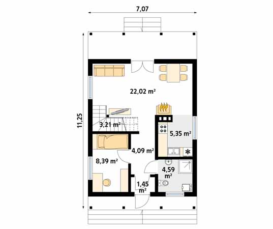 Projekt domu Mikrus 2 dr-S - rzut parteru
