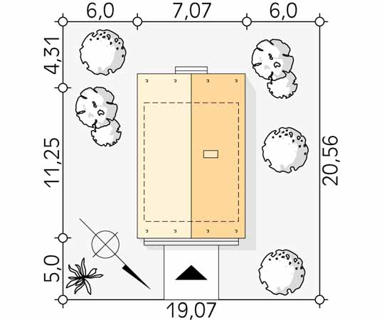 Projekt domu Mikrus 2 dr-S - usytuowanie na działce
